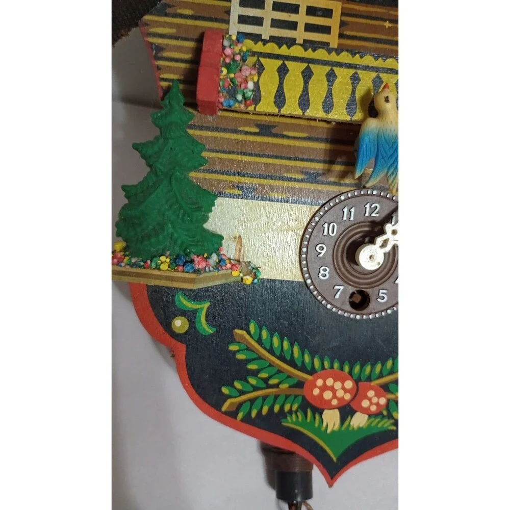 VINTAGE GERMANY MINI GERMAN BLACK FOREST CHALET  CLOCK  Broken/Missing Pieces